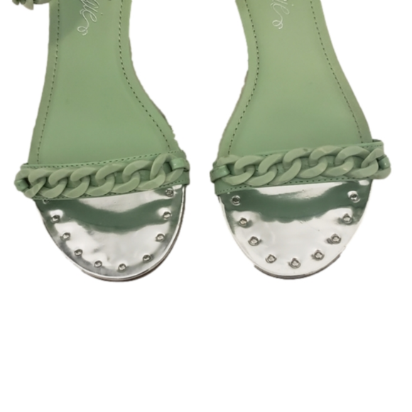 Mint Green and Silver Chain Sandals - Picture 5 of 8